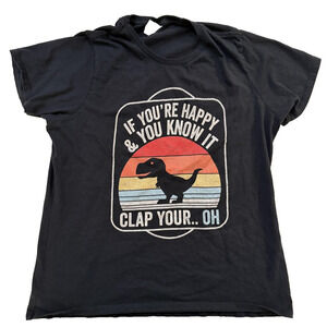 T-Rex Dinosaur Shirt Womens Extra‎ Large Black Funny Graphic Retro Tee Y2K